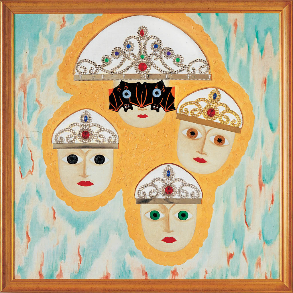 Four beauties (canvas, oil, collage) 60 x 60