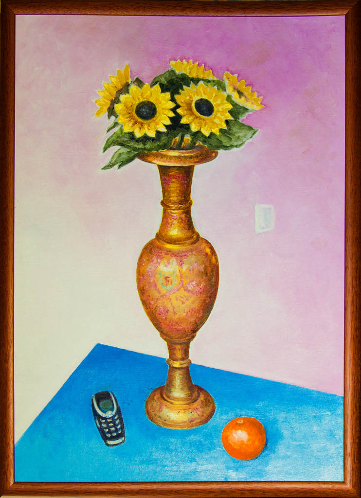 Still Life with a Sunflower (orgalite, oil) 730х530