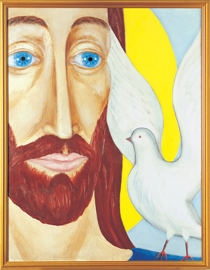 …Ed egli vide lo spirito di Dio scendere come una colomba e venire su di lui (olio su tela) 900×700
