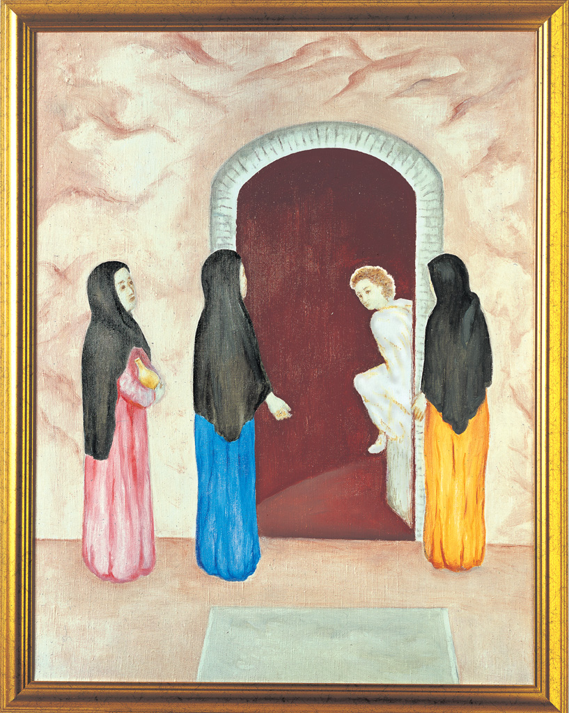 Devant le cercueil de Jésus (huile sur toile) 900×700