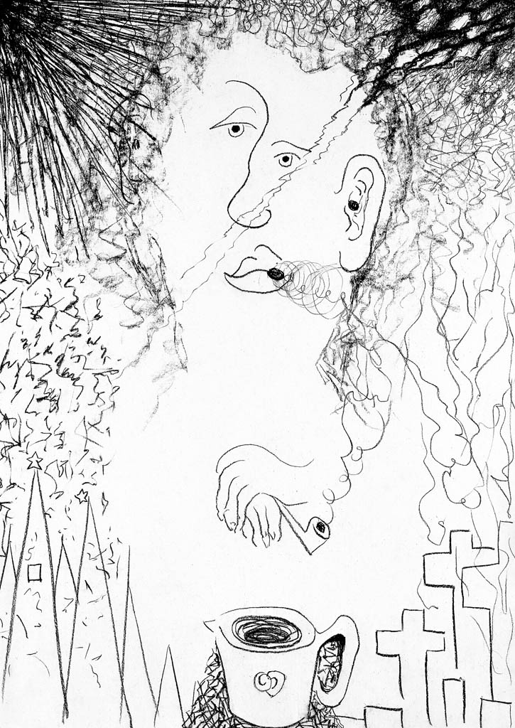 Quand tout est noyé dans le vin (charbon)  900 x 650