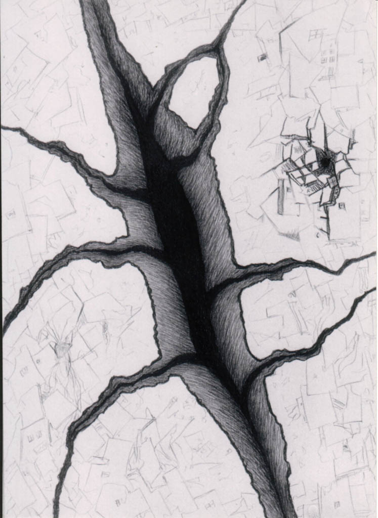 Un tremblement de terre (cliché-verre)  900 x 650