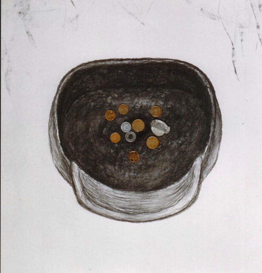 Une aumône (charbon, incrustation)  420 x 400