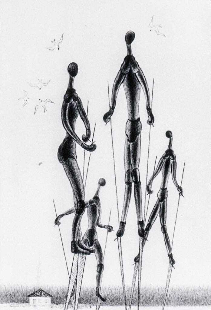 Mannequins dans le champ (cliché-verre)  600 x 400