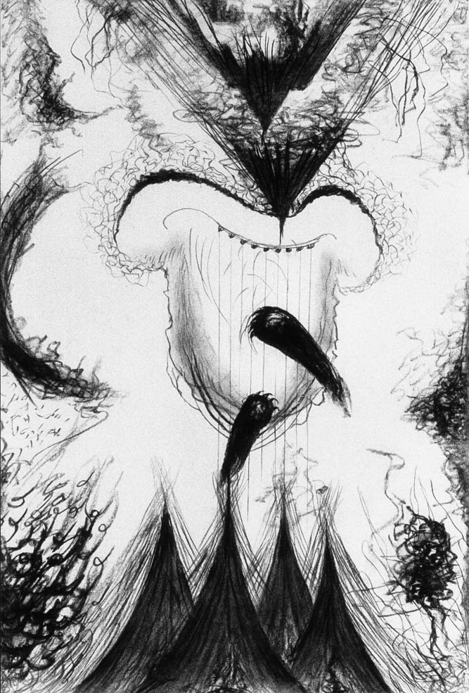 Le grattage sur les cordes (charbon)  600 x 400