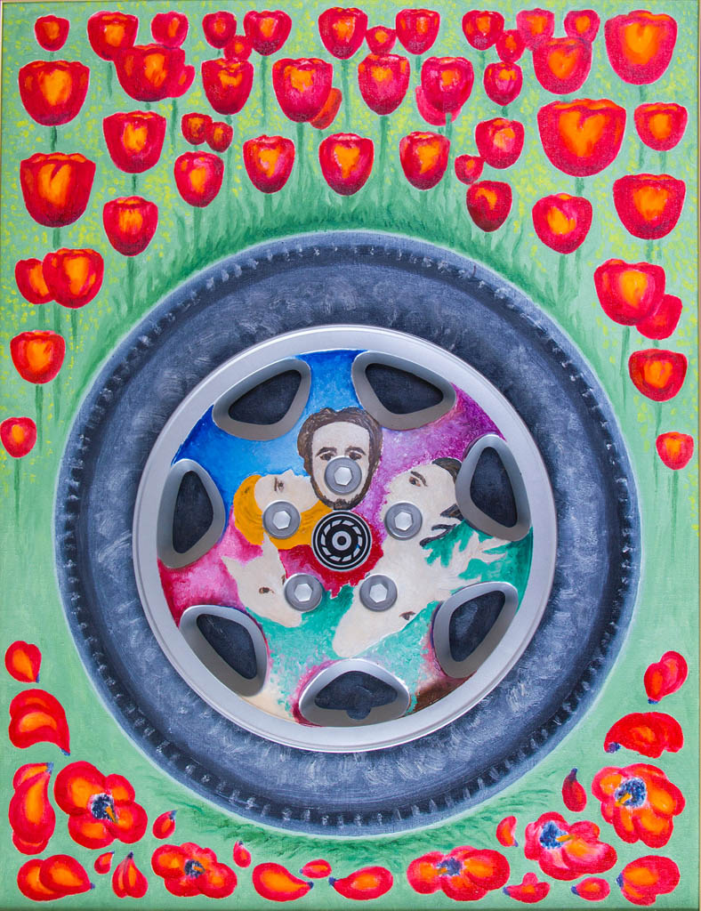 Lebensrad (Malertuch, Öl, Collage) 700х900