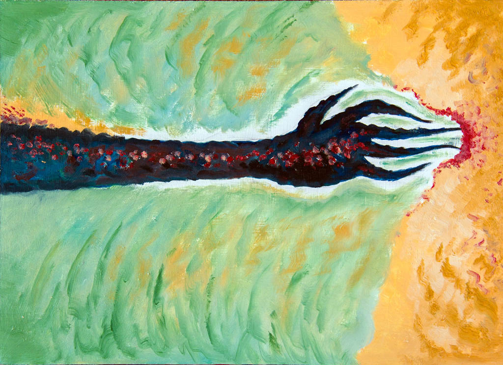 Das böse Schicksal Nr. 2 (Wickelpappe, Öl) 500х350