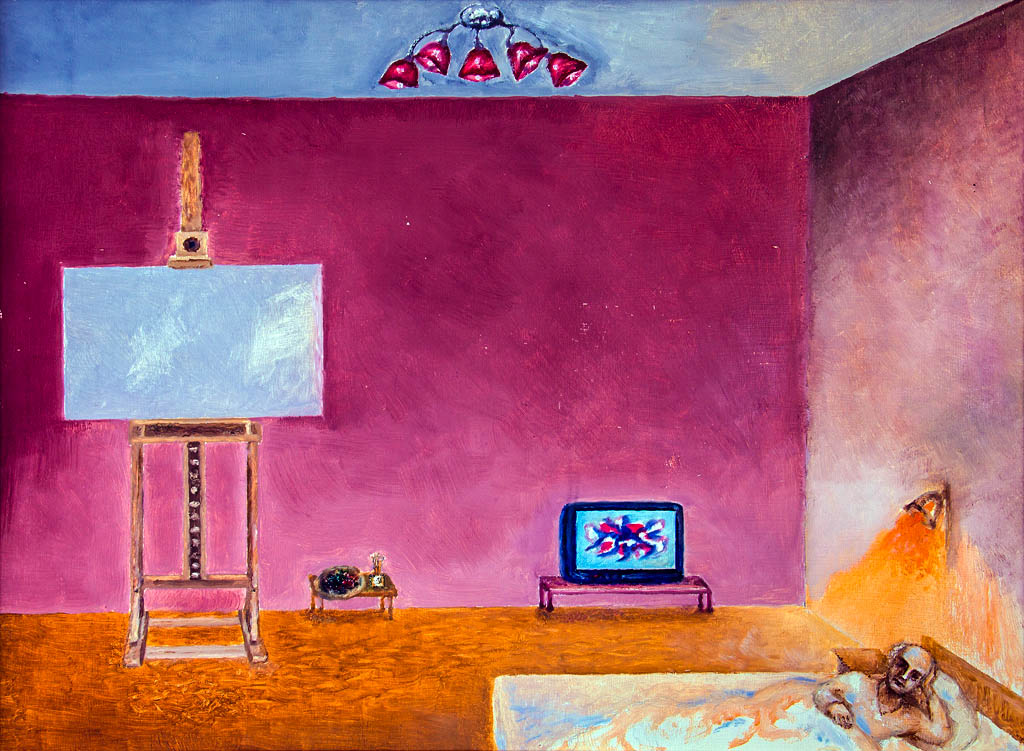 Einsame Maler (Furnier, Öl) 530х700